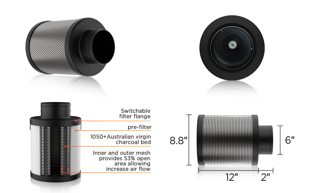 carbon air filter
4 inch carbon filter
6 inch carbon filter