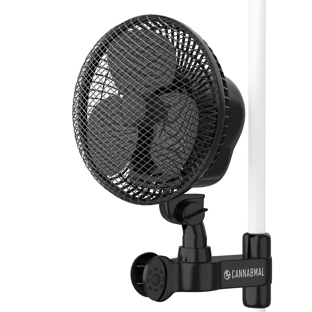 Ansteckbarer Ventilator für Grow Tents, 6 Zoll oszillierender Ventilator mit verstellbarem Griffclip und 2 Geschwindigkeitsoptionen, starker Luftstrom, feuchtigkeitsbeständiger Motor, leise Umwälzkühlung für Hydrokulturen