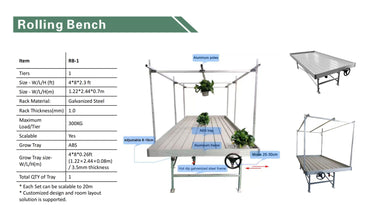 Rolling Benches Single Tier Rolling Benches | Grow Tray Stands