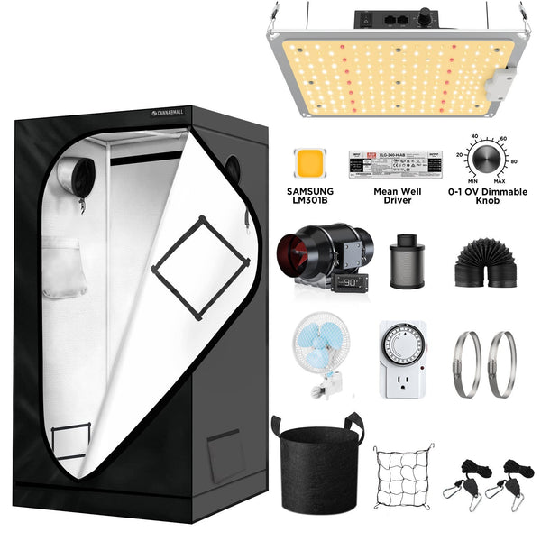 CANNABMALL 2 X 2 FT Smart Complete Grow Tent Kits Hydroponic System ...