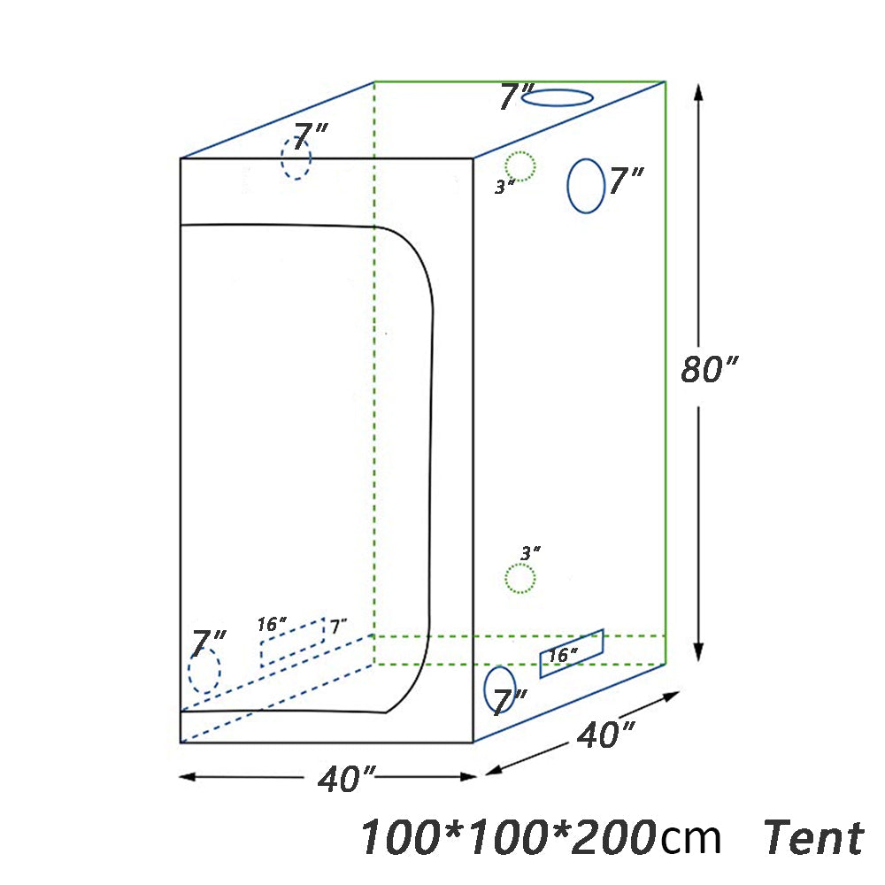 grow tent dimensions CANNABMALL 3.3'x3.3'x 6.5' Grow Tents 40"x40"x80" Black indoor Hydroponic greenhouse Room Box Plant Growing