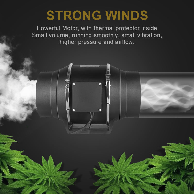 CANNABMALL AC110/240V 4/6/8 Inch Inline Fan with Carbon Filter 10 Feet Ducting Combo for Grow Tent Ventilation Kits