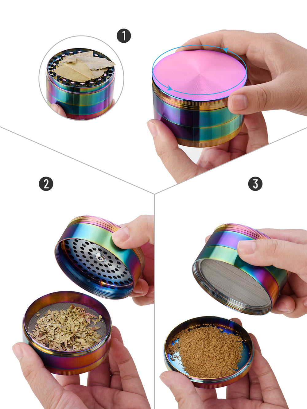 CANNABMALL 3 Inch Spice Grinder Large Grinder Zinc Alloy 4 Pieces 2 Inch  Grinders