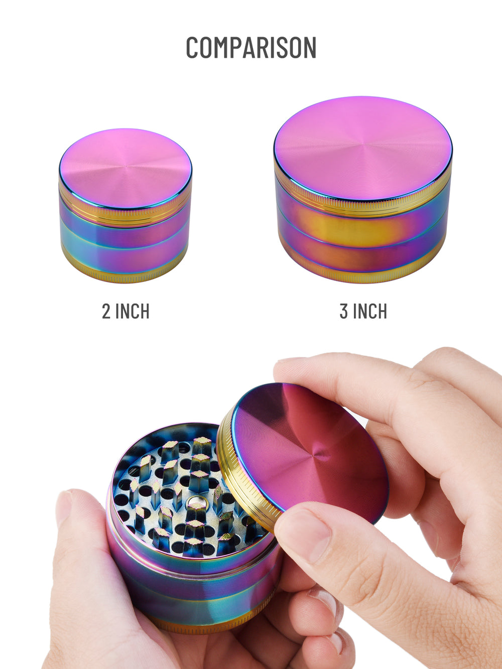 OZCHIN 4 Pieces Spice Herb Grinder 2.4 Zinc Alloy with Pollen Scraper and  Mini Cleaning Brush (Gun Metal)