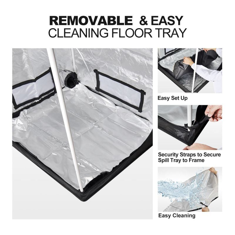 cleaning grow tent CANNABMALL Grow tent 4.6'x4.6'x6.5' Black 55"x55"80" Indoor Grow Tent Room Reflective Hydroponic room