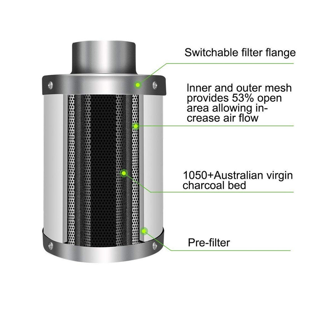 carbon filter outside tent 4/6/8/10 Inch Air Carbon Filter Odor Control Scrubber with Australia Virgin Charcoal for Inline Fan