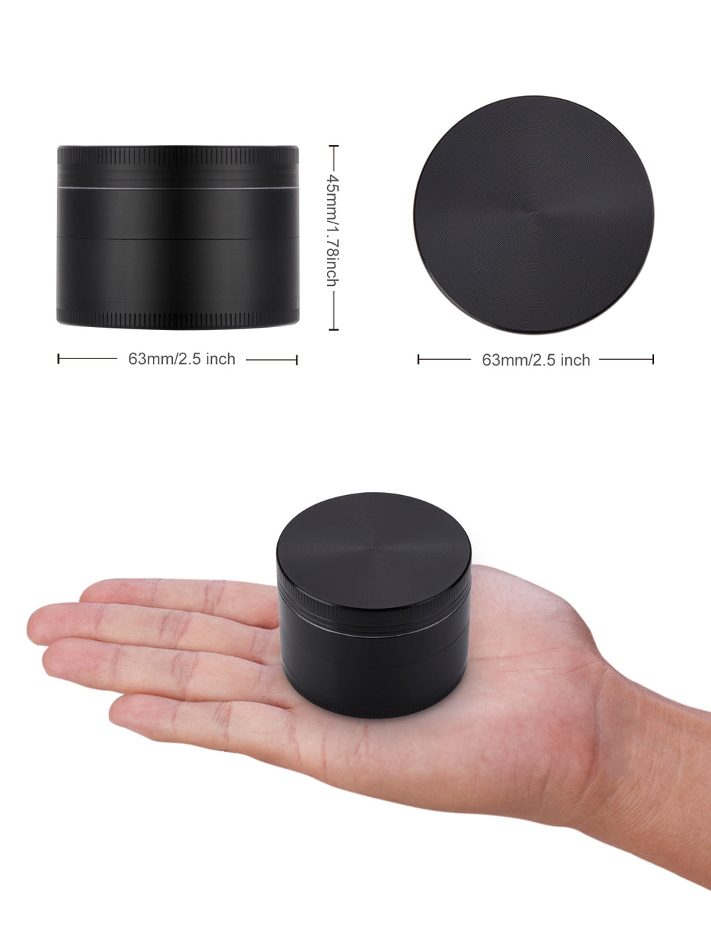2.5 Inch 4-Piece Large Metal Herb Spice Grinder - Crusher With Storage